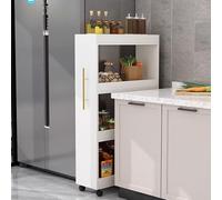 YVYKFZD Carrello Portaoggetti Sottile a 4 Livelli, Carrello da Cucina con Ruote, Carrellos Stretto Portaspezie Indipendente, Organizzatore Carrellos Carrellino(White,7.8"x19.6"x47.2")