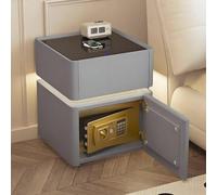YVYKFZD Comodino Camera da Letto Intelligente, Tavolino a LED con cassetto e Cassaforte, Comodini in Legno Massello, Comodino Sicuro Minimalista for Soggiorno, Ufficio(Light Gray,35cm/13.7")