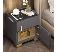 YVYKFZD Comodino Camera da Letto Intelligente, Tavolino a LED con cassetto e Cassaforte, Comodini in Pelle PU, Comodino Sicuro Minimalista for Ufficio, Soggiorno(Dark Gray,35cm/13.7")