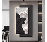 YVYKFZD Grande Lampada da Parete a LED, Sculture da Paretes 3D, Decorazioni da paretes in Pietra arenaria, Decorazione da Parete Creativo, Pittura Decorativa Ingresso(Black 2,60x120cm/23.6"x47.2")
