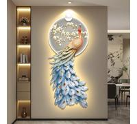 YVYKFZD Lampada da Parete 3D, Decorazioni da Parete LED, Grande Sculture da Paretes di Pavone, Decorazione da paretes Creativa, Pittura da Appendere alle pareti(Style g,70x160cm/27.5"x62.9")