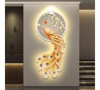 YVYKFZD Lampada da Parete 3D, Decorazioni da Parete LED, Grande Sculture da Paretes di Pavone, Decorazione da paretes Creativa, Pittura da Appendere alle pareti(Style e,50x120cm/19.6"x47.2")