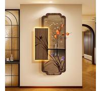 YVYKFZD Lampada da Parete 3D, Sculture da Parete in Pietra arenaria, Decorazioni da paretes a LED con vasi in Vetro, Decorazione da paretes Fatto a Mano(Brown,60x120cm/23.6"x47.2")