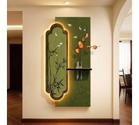 YVYKFZD Lampada da Parete 3D, Sculture da Parete in Pietra arenaria, Decorazioni da paretes a LED con vasi in Vetro, Decorazione da paretes Fatto a Mano(Green 1,50x100cm/19.6"x39.3")