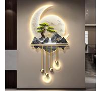 YVYKFZD Lampada da Parete 3D, Sculture da Paretes a LED, Decorazioni da Parete con Pendente a Sfera in Metallo, Decorazione da paretes Creativa, for Ingresso, Soggiorno(Style e,70x140cm/27.5"x55.1")