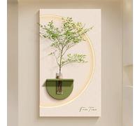 YVYKFZD Lampada da Parete 3D, Sculture da Paretes in Pietra arenaria, Decorazioni da Parete a LED con vasi, Pittura Decorazione da paretes, for Ingresso, corridoio(Cream c,80x140cm/31.4"x55.1")