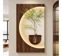 YVYKFZD Lampada da Parete 3D, Sculture da Paretes in Pietra arenaria, Decorazioni da Parete a LED con vasi, Pittura Decorazione da paretes, for Ingresso, corridoio(Brown a,80x140cm/31.4"x55.1")