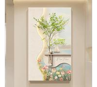 YVYKFZD Lampada da Parete a LED, Sculture da Paretes in Pietra arenaria, Decorazioni da Parete 3D con vasi, Pittura Decorazione da paretes murale, for Ingresso(Cream b,60x105cm/23.6"x41.3")