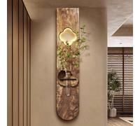 YVYKFZD Lampada da parete in pietra arenaria, Sculture da Parete 3D, Decorazioni da paretes a LED, Decorazione da paretes con vaso, for soggiorno, ingresso, corridoio(Wood grain E,25x125cm/9.8"x49.2")