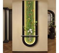 YVYKFZD Lampada da Parete in Pietra arenaria, Sculture da Parete 3D, Decorazioni da paretes con Vaso, Decorazione da paretes a LED Creativa for Ingresso e corridoio(Black B,40x120cm/15.7"x47.2")