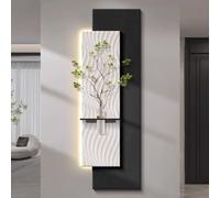 YVYKFZD Lampada da Parete in Pietra arenaria, Sculture da Paretes 3D, Decorazioni da Parete con Vaso e Luce LED, Decorazione da paretes Minimalista Scultura murale(Black b,50x150cm/19.6"x59.0")