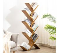 YVYKFZD Libreria in Albero di bambù, Torre per Scaffale Curva Creativa, Espositore da Terra librerie, Organizzatore per scaffali ad Angolo Aperto, per Piccoli spazi(Wood,8 Tier 23.2"x7.8"x55.1")