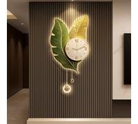 YVYKFZD Orologio da Parete 3D, Orologi da Paretes con Luce a LED, Sculture da Parete Decorativi Silenziosi, Orologio da Muro con Alimentazione Plug-in, for Soggiorno(Green b,15.7"x33.0"/40x84cm)