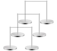 YVYKFZD Paletti Delimitazione Corto, Set di Pali Separatori, Pali Delimitatori da 17,7" con Corda Elastica da 16,4 Piedi, Palo for Barriera di Sicurezza for Musei(Silver,6 Pcs)