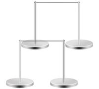 YVYKFZD Paletti Delimitazione Corto, Set di Pali Separatori, Pali Delimitatori da 17,7" con Corda Elastica da 16,4 Piedi, Palo for Barriera di Sicurezza for Musei(Silver,4 Pcs)