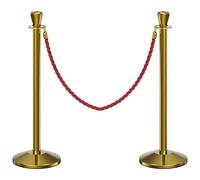 YVYKFZD Paletti Delimitazione in Acciaio Inossidabile, Pali Separatori da 39,3" con Corde Intrecciate da 4,9 Piedi, Pali Delimitatori Barriere di Sicurezza Robuste(Gold,2 Pack)