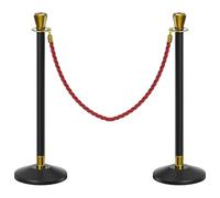 YVYKFZD Paletti Delimitazione in Acciaio Inossidabile, Pali Separatori da 39,3" con Corde Intrecciate da 4,9 Piedi, Pali Delimitatori Barriere di Sicurezza Robuste(Black gold,2 Pack)