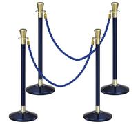 YVYKFZD Paletti Delimitazione in Acciaio Inossidabile, Pali Separatori da 39,3" con Corde Intrecciate da 4,9 Piedi, Pali Delimitatori Barriere di Sicurezza Robuste(Blauw,4 Pack)