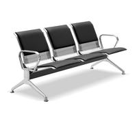 YVYKFZD Panca per Sala d’Attesa con braccioli, Sedie per sala d'attesa a 3 posti, Sedie Ufficio in similpelle, panche in Acciaio aeroportuale pers banca, ospedale(Black)