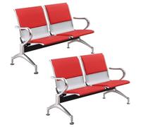YVYKFZD Panca per Sala d’Attesa, Sedie per sala d'attesa con braccioli, Sedie Ufficio in similpelle, panche in Acciaio aeroportuale pers banche, ospedali, scuole(Red,4 Seat)