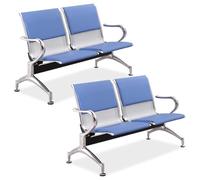 YVYKFZD Panca per Sala d’Attesa, Sedie per sala d'attesa con braccioli, Sedie Ufficio in similpelle, panche in Acciaio aeroportuale pers banche, ospedali, scuole(Blauw,4 Seat)