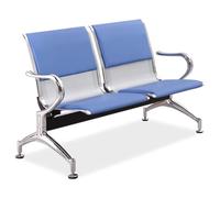 YVYKFZD Panca per Sala d’Attesa, Sedie per sala d'attesa con braccioli, Sedie Ufficio in similpelle, panche in Acciaio aeroportuale pers banche, ospedali, scuole(Blauw,2 Seat)