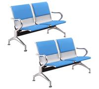 YVYKFZD Panca per Sala d’Attesa, Sedie per sala d'attesa con braccioli, Sedie Ufficio in similpelle, panche in Acciaio aeroportuale pers banche, ospedali, scuole(Sky blue,4 Seat)