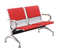 YVYKFZD Panca per Sala d’Attesa, Sedie per sala d'attesa con braccioli, Sedie Ufficio in similpelle, panche in Acciaio aeroportuale pers banche, ospedali, scuole(Red,2 Seat)