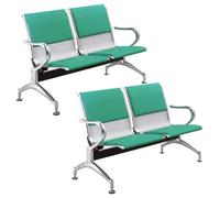YVYKFZD Panca per Sala d’Attesa, Sedie per sala d'attesa con braccioli, Sedie Ufficio in similpelle, panche in Acciaio aeroportuale pers banche, ospedali, scuole(Green,4 Seat)
