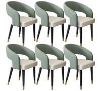 YVYKFZD Sedie da Pranzo di metà secolo, Sedie da Cucina in pelle, Sedia da pranzo con schienale curvo e gambe in metallo, poltrona imbottita e comoda Sala da Pranzos(Green+off-white,6 pcs)