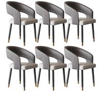 YVYKFZD Sedie da Pranzo di metà secolo, Sedie da Cucina in pelle, Sedia da pranzo con schienale curvo e gambe in metallo, poltrona imbottita e comoda Sala da Pranzos(Dark gray+off-white,6 pcs)