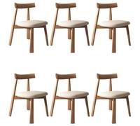 YVYKFZD Sedie da Pranzo in legno massello, Sedie da Cucina di metà secolo, Sedia da pranzo senza braccioli, Sala da Pranzo imbottite in pelle, per studio, ufficio(Light Khaki+Light Walnut,6PCS)
