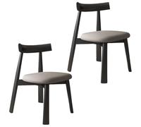 YVYKFZD Sedie da Pranzo in legno massello, Sedie da Cucina di metà secolo, Sedia da pranzo senza braccioli, Sala da Pranzo imbottite in pelle, per studio, ufficio(Dark Gray+Black,2PCS)