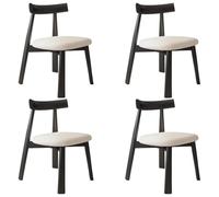 YVYKFZD Sedie da Pranzo in legno massello, Sedie da Cucina di metà secolo, Sedia da pranzo senza braccioli, Sala da Pranzo imbottite in pelle, per studio, ufficio(White+Black,4PCS)