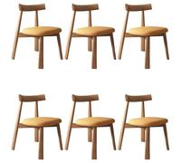 YVYKFZD Sedie da Pranzo in legno massello, Sedie da Cucina di metà secolo, Sedia da pranzo senza braccioli, Sala da Pranzo imbottite in pelle, per studio, ufficio(Orange+Light Walnut,6PCS)