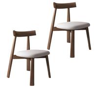 YVYKFZD Sedie da Pranzo in legno massello, Sedie da Cucina di metà secolo, Sedia da pranzo senza braccioli, Sala da Pranzo imbottite in pelle, per studio, ufficio(Light Gray+Dark Walnut,2PCS)