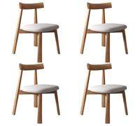YVYKFZD Sedie da Pranzo in legno massello, Sedie da Cucina di metà secolo, Sedia da pranzo senza braccioli, Sala da Pranzo imbottite in pelle, per studio, ufficio(Light Gray+Light Walnut,4PCS)
