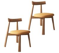 YVYKFZD Sedie da Pranzo in legno massello, Sedie da Cucina di metà secolo, Sedia da pranzo senza braccioli, Sala da Pranzo imbottite in pelle, per studio, ufficio(Orange+Light Walnut,2PCS)