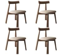 YVYKFZD Sedie da Pranzo in legno massello, Sedie da Cucina di metà secolo, Sedia da pranzo senza braccioli, Sala da Pranzo imbottite in pelle, per studio, ufficio(Dark Khaki+Dark Walnut,4PCS)