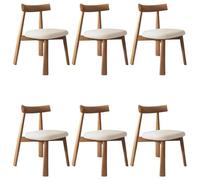 YVYKFZD Sedie da Pranzo in legno massello, Sedie da Cucina di metà secolo, Sedia da pranzo senza braccioli, Sala da Pranzo imbottite in pelle, per studio, ufficio(White+Light Walnut,6PCS)