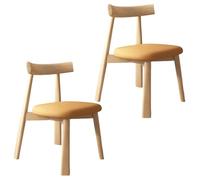 YVYKFZD Sedie da Pranzo in legno massello, Sedie da Cucina di metà secolo, Sedia da pranzo senza braccioli, Sala da Pranzo imbottite in pelle, per studio, ufficio(Orange+Wood,2PCS)