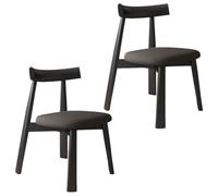 YVYKFZD Sedie da Pranzo in legno massello, Sedie da Cucina di metà secolo, Sedia da pranzo senza braccioli, Sala da Pranzo imbottite in pelle, per studio, ufficio(Black,2PCS)