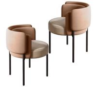 YVYKFZD Sedie da Pranzo per il tempo libero, Sedie da Cucina con schienale curvo e gambe in metallo, Sedia da pranzo imbottita, comoda Sala da Pranzos senza braccioli(Brown,2 pcs)