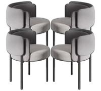 YVYKFZD Sedie da Pranzo per il tempo libero, Sedie da Cucina con schienale curvo e gambe in metallo, Sedia da pranzo imbottita, comoda Sala da Pranzos senza braccioli(Gray,4 pcs)