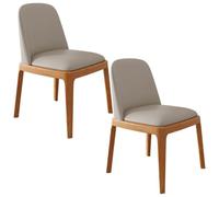 YVYKFZD Set di 2/4 Sedie da Pranzo, Sedie da Cucina in legno, Sala da Pranzos imbottite, Sedia da pranzo senza braccioli con schienale curvo, per uffici, caffetterie(Light Gray+Walnut,2PCS)