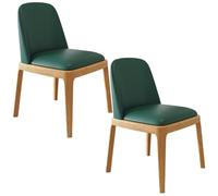 YVYKFZD Set di 2/4 Sedie da Pranzo, Sedie da Cucina in legno, Sala da Pranzos imbottite, Sedia da pranzo senza braccioli con schienale curvo, per uffici, caffetterie(Dark Green+Wood,2PCS)