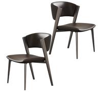 YVYKFZD Set di Sedie da Pranzo in pelle, Sedie da Cucina con gambe e schienale in metallo, Sedia da pranzo senza braccioli per il tempo libero, Sala da Pranzos imbottite(Black,2 pcs)