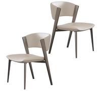 YVYKFZD Set di Sedie da Pranzo in pelle, Sedie da Cucina con gambe e schienale in metallo, Sedia da pranzo senza braccioli per il tempo libero, Sala da Pranzos imbottite(Off-white,2 pcs)