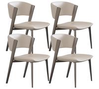 YVYKFZD Set di Sedie da Pranzo in pelle, Sedie da Cucina con gambe e schienale in metallo, Sedia da pranzo senza braccioli per il tempo libero, Sala da Pranzos imbottite(Off-white,4 pcs)