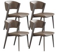 YVYKFZD Set di Sedie da Pranzo in pelle, Sedie da Cucina con gambe e schienale in metallo, Sedia da pranzo senza braccioli per il tempo libero, Sala da Pranzos imbottite(Brown,4 pcs)